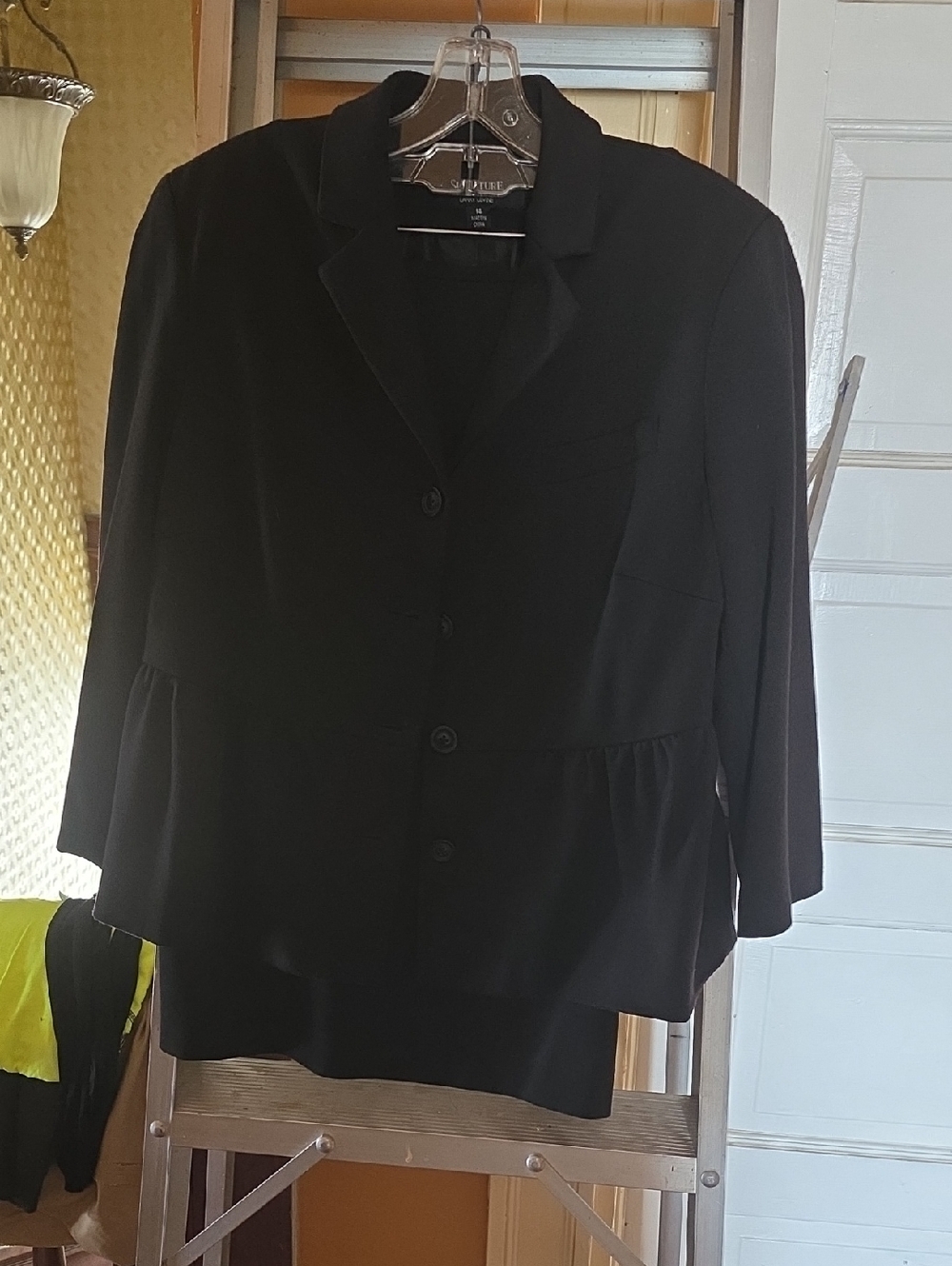 Larry Levine Black Peplum-Style Jacket with matching skirt
